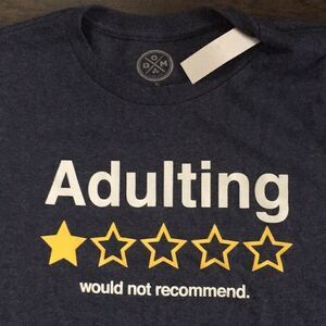 New gray mens Adulting Adult 1 ⭐️ would not recommend only funny mens t shirt XL